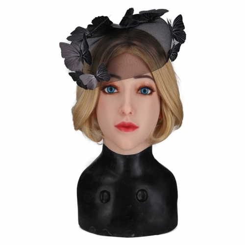 Masque visage féminin en silicone avec maquillage