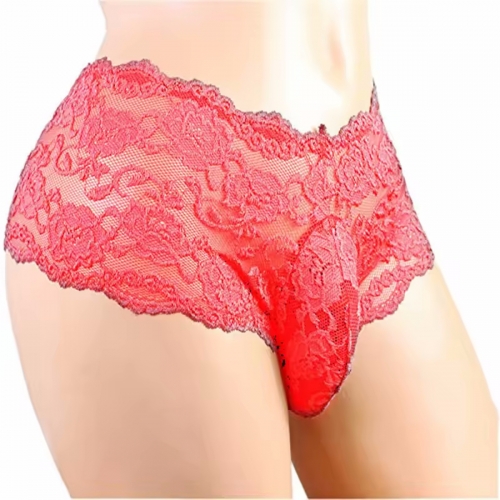 Sous-vêtements pour hommes ,dentelle rouge