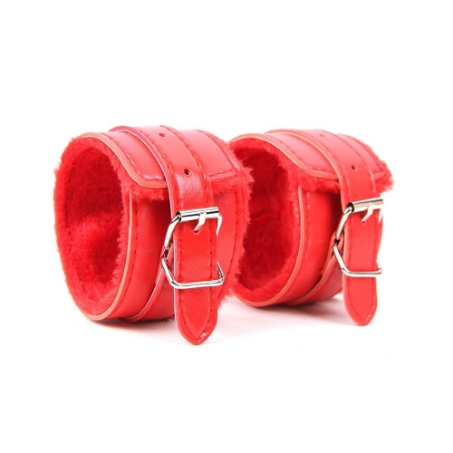 Menottes en simili cuir rouge SM Bondage
