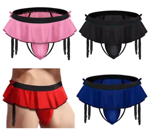 Petite jupette porte-jarretelles pour hommes