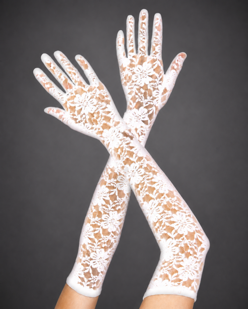 Gants blanc long en dentelle
